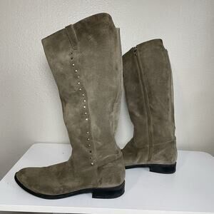 Marc Fisher Women’s 9.5 M Suede Studded Riding Boots Taupe